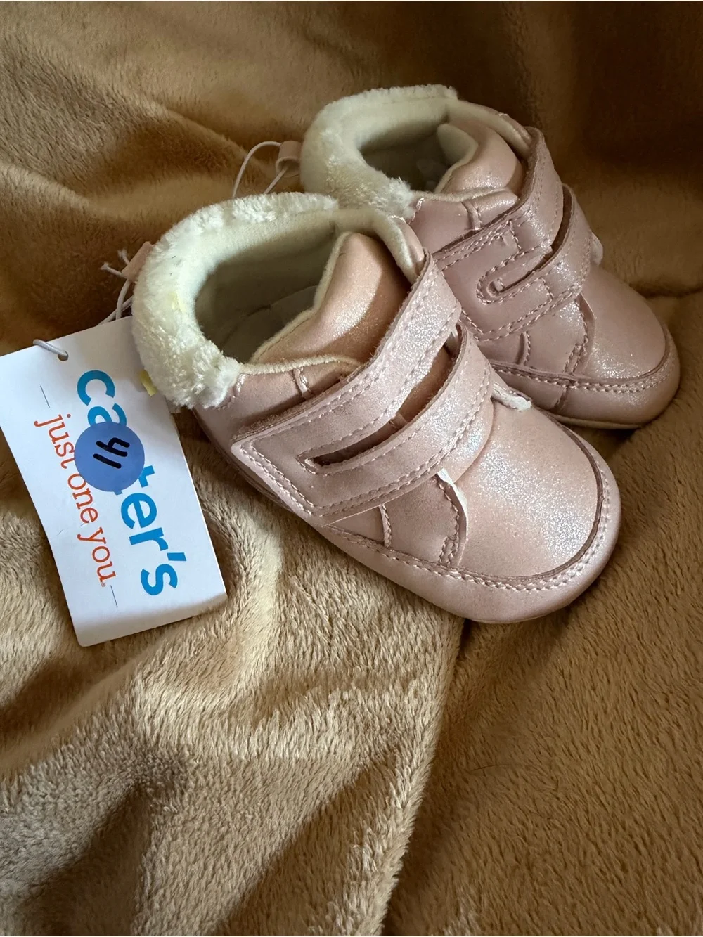 Kids Metallic Pink Faux-Fur Lined Sneakers